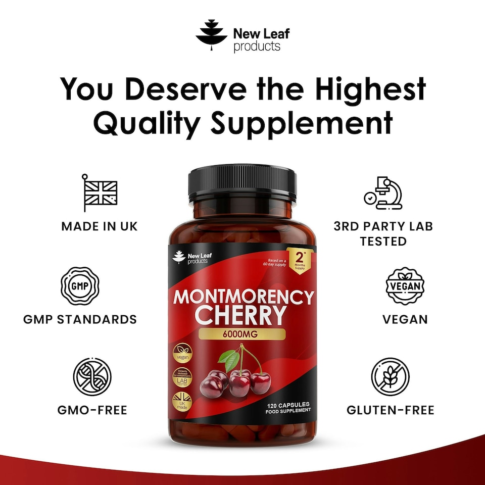 image 1 of Montmorency Cherry Capsules - Sleep & Relaxation Support - Vegan 120 Capsules