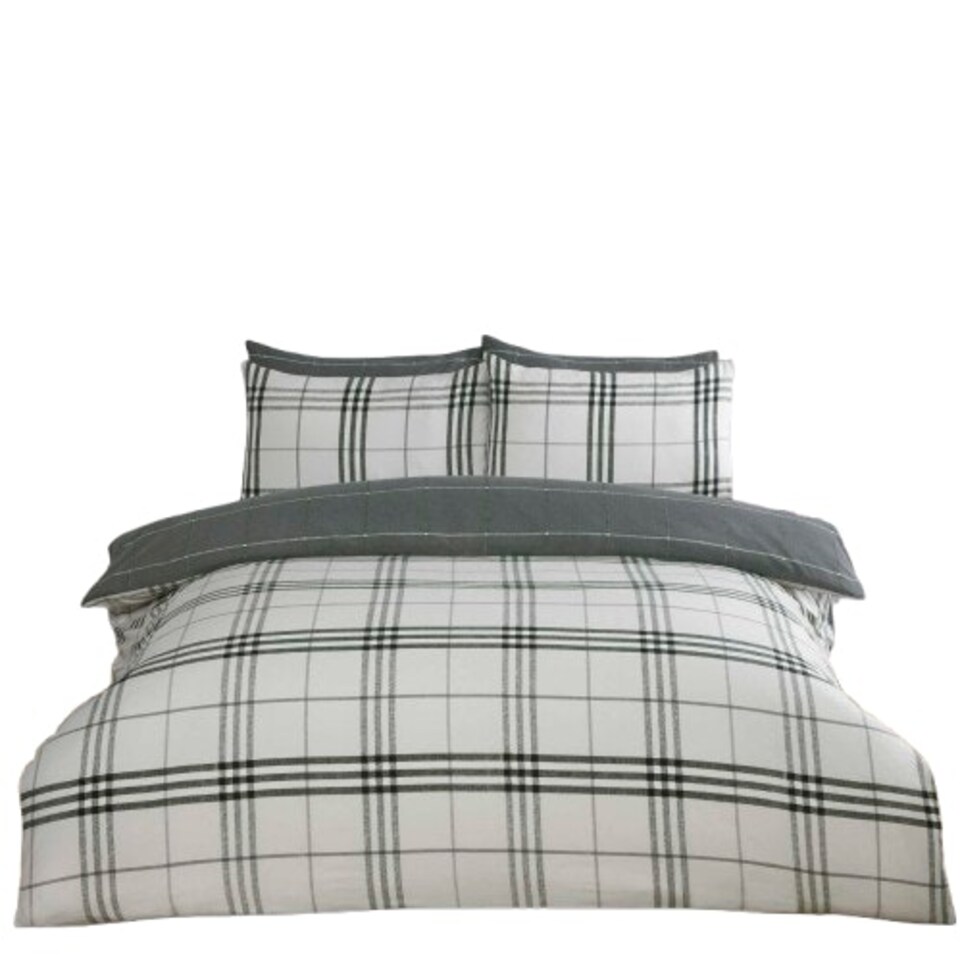 image 1 of Harris Check Polyester Duvet Cover Set with Pillowcase Blue | King