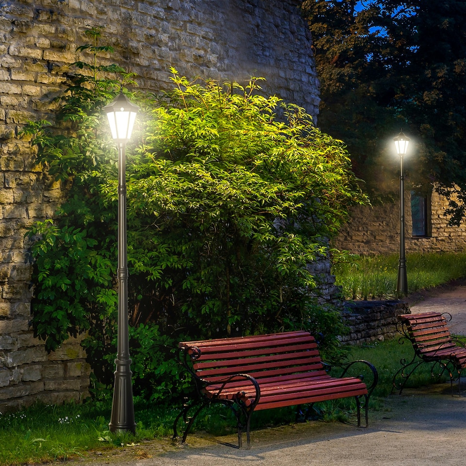 image 1 of Outsunny 2.4m Garden Lamp Post Light LED Solar Powered Patio Path Lighting Lamp