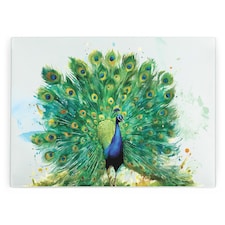 Majestic Peacock Large Smooth Glass Worktop Protector - Kitchen Chopping Board