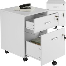 Filing Cabinet - 2 rolling,  lockable drawers, fits A4 documents White