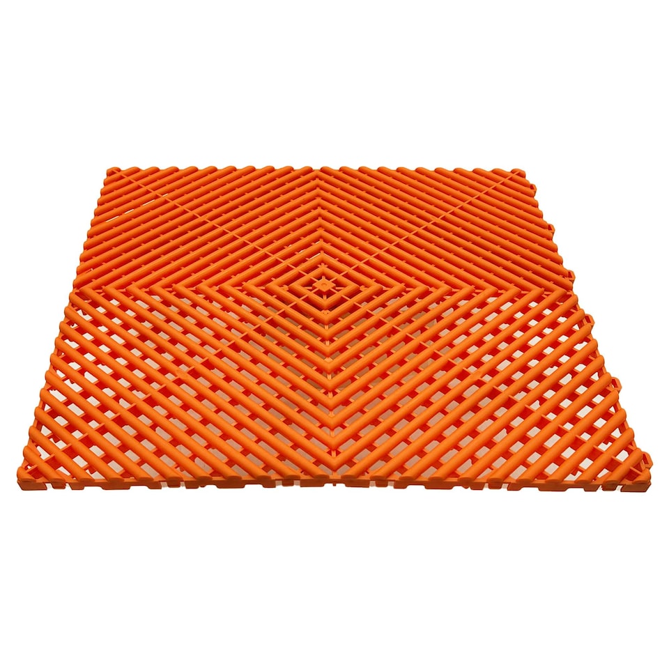 image 1 of Modular Interlocking Ribbed Vented Garage Floor Tiles - Grey | Orange | Orange
