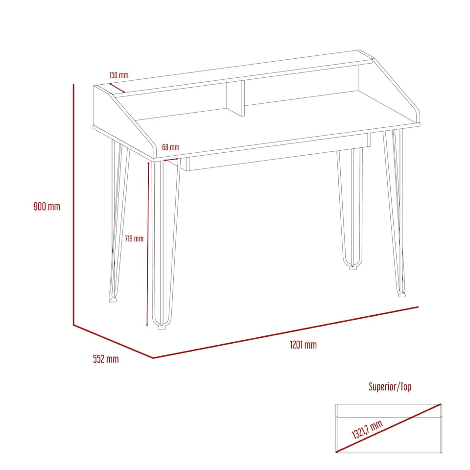 image 1 of Core Products Dallas Home Office Desk With Hairpin Legs, H90.0cm x W120.1cm x D55.2cm White