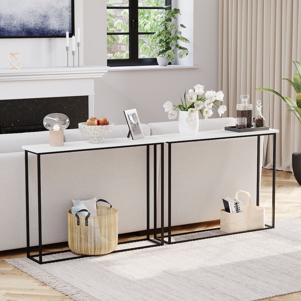 image 1 of Vida Designs Console Table With Metal Leg, White & Black | Black | White & Black