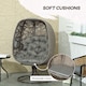 image 4 of Outsunny Swivel Egg Chair with Cushions, Foldable Basket Seat and Metal Frame, Indoor Outdoor Lounge Chair for Balcony, Poolside, Patio and Living Room, Sand Brown | Brown | Sand brown