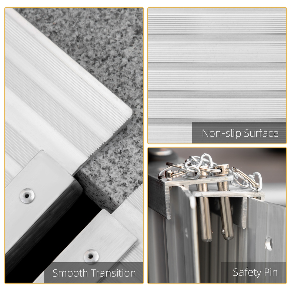 image 1 of HOMCOM 2ft Folding Aluminum Wheelchair Ramp Scooter Portable Mobility Assist Suitcase Access Aid Disabled