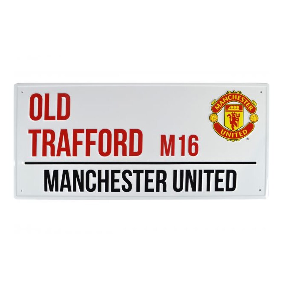 image 1 of Manchester United FC Metal Street Sign | Red | Red/Yellow | 1
