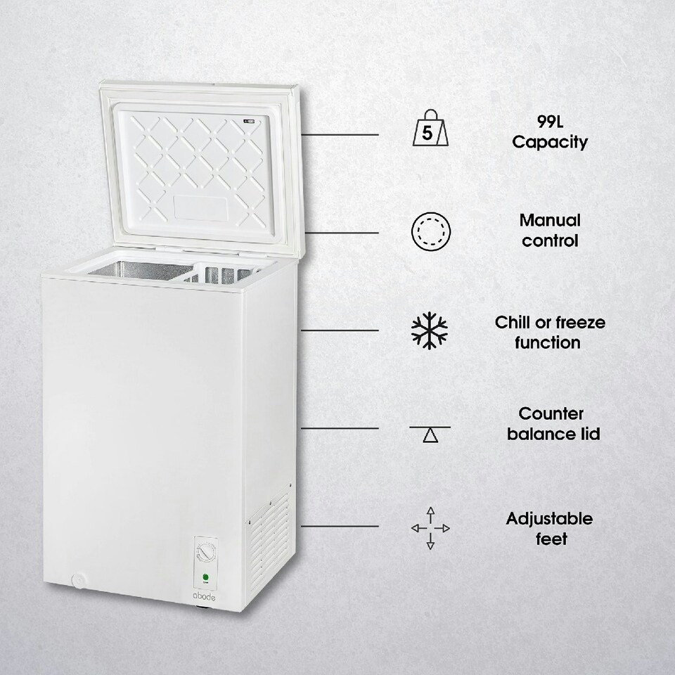 image 1 of Abode A99CF0E1W Chest Freezer 99L White Suitable for Garages & Outbuildings White