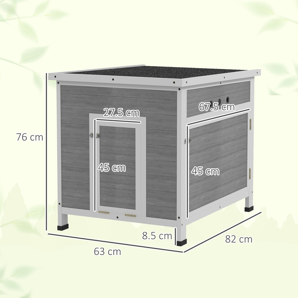 image 1 of PawHut Wooden Duck House, Raised Poultry Coop with Ramp, Double Doors, Openable Asphalt Roof, Ventilation Holes, Removable Base, for 2-4 Ducks, Chickens, Geese