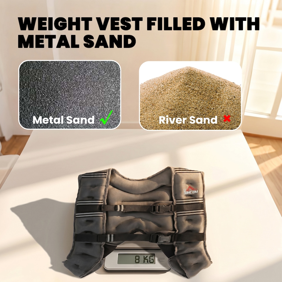 image 1 of HOMCOM 8KG Weighted Vest with Adjustable Straps, Pocket, Reflective Strips