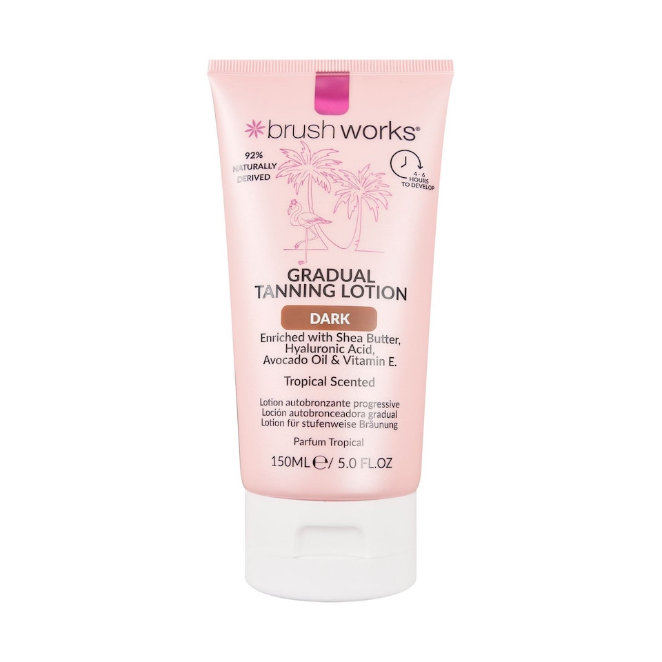 image 1 of Brushworks Gradual Tanning Lotion Dark 150ml, Hydrating Vegan Formula | White | Dark | 150ml