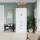 image 3 of 2 Door 3 Drawer Wardrobe with Hanging Rail - Modern Bedroom Storage Furniture | White | White with White Doors | 1