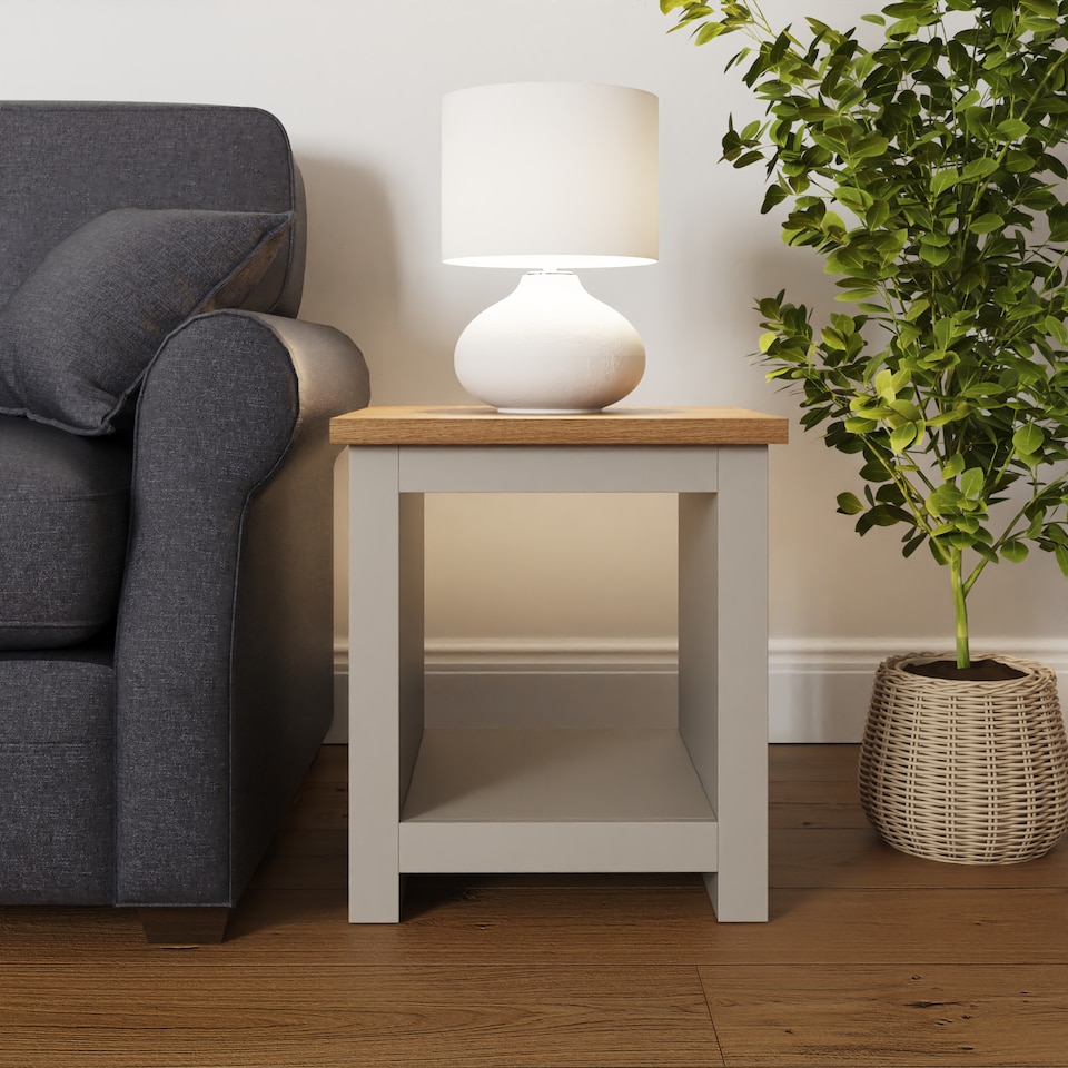 image 1 of Lancaster Side Table with Shelf | Grey | Grey