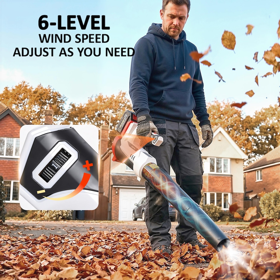 image 1 of Outsunny Leaf Blower Cordless with 4000mAh Battery & Charger | White | White with red and black accents | 97L x 11W x 21.5H cm