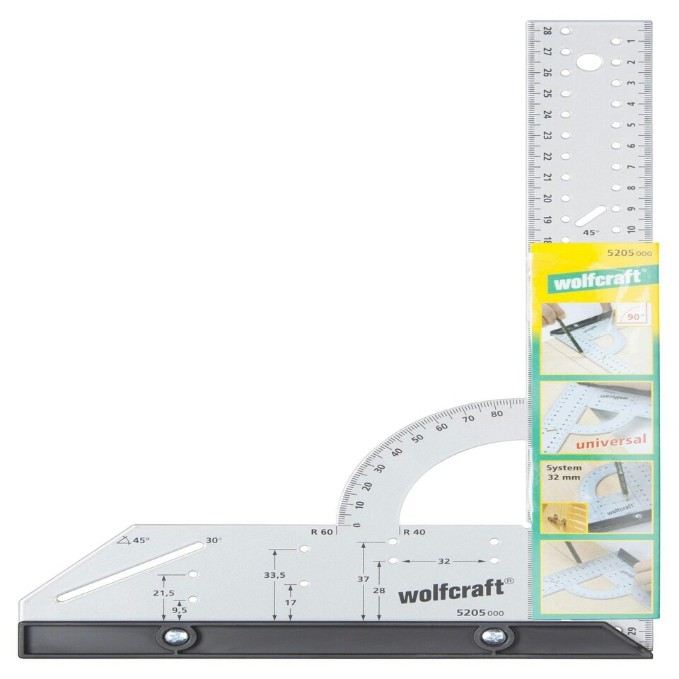 wolfcraft Universal Angle & Try Square -Measure, mark, draw & guide for cutting