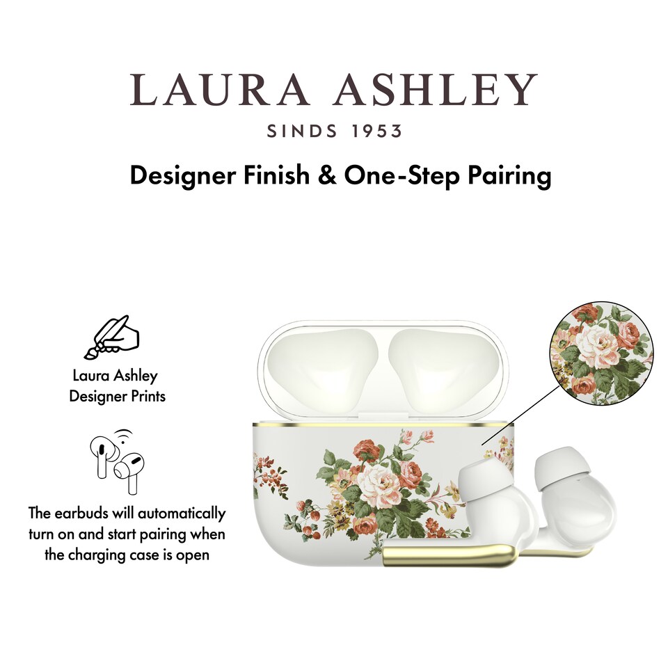 image 1 of Laura Ashley Rosemore 'Skylark' True Wireless Earbuds with HD Microphone and Charging Case