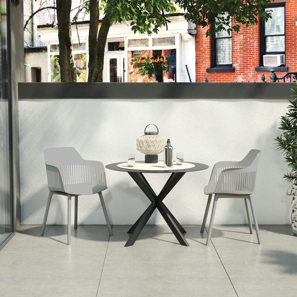 image 1 of CL Camelo Resin Chairs 2PK with open back in light grey Grey | Light Grey