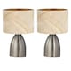 image 1 of First Choice Lighting Set of 2 Valentina Brushed Chrome Touch Lamps with Champagne Embossed Shades Silver | Gold