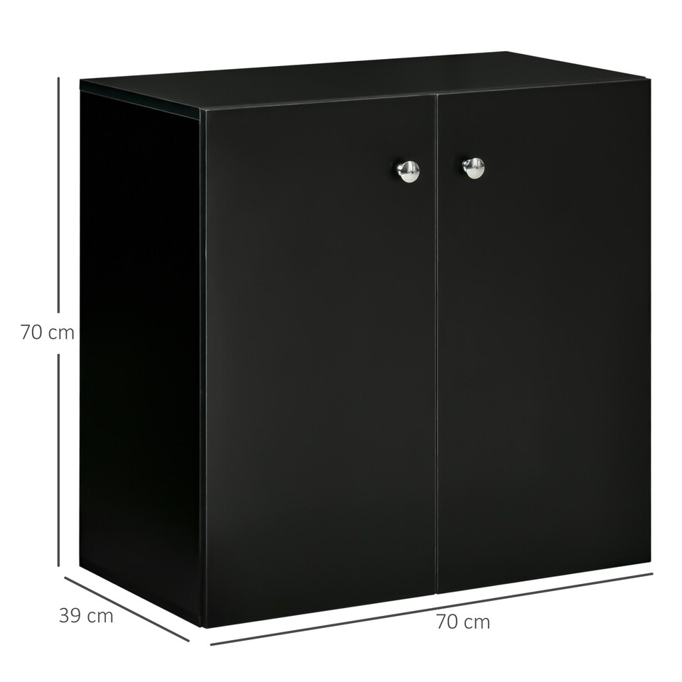 image 1 of HOMCOM Freestanding Storage Cabinet w/ Two Shelves Wooden Sideboard - Black