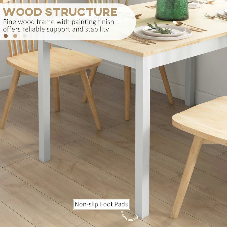 image 1 of HOMCOM Dining Table Farmhouse Kitchen Table w/ Wood Frame for Dining Room