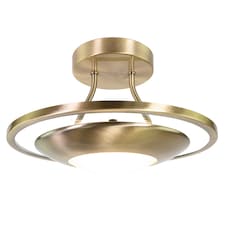 Modernistic Semi Flush Energy Saving LED Ceiling Light Fitting in Antique Brass | Gold