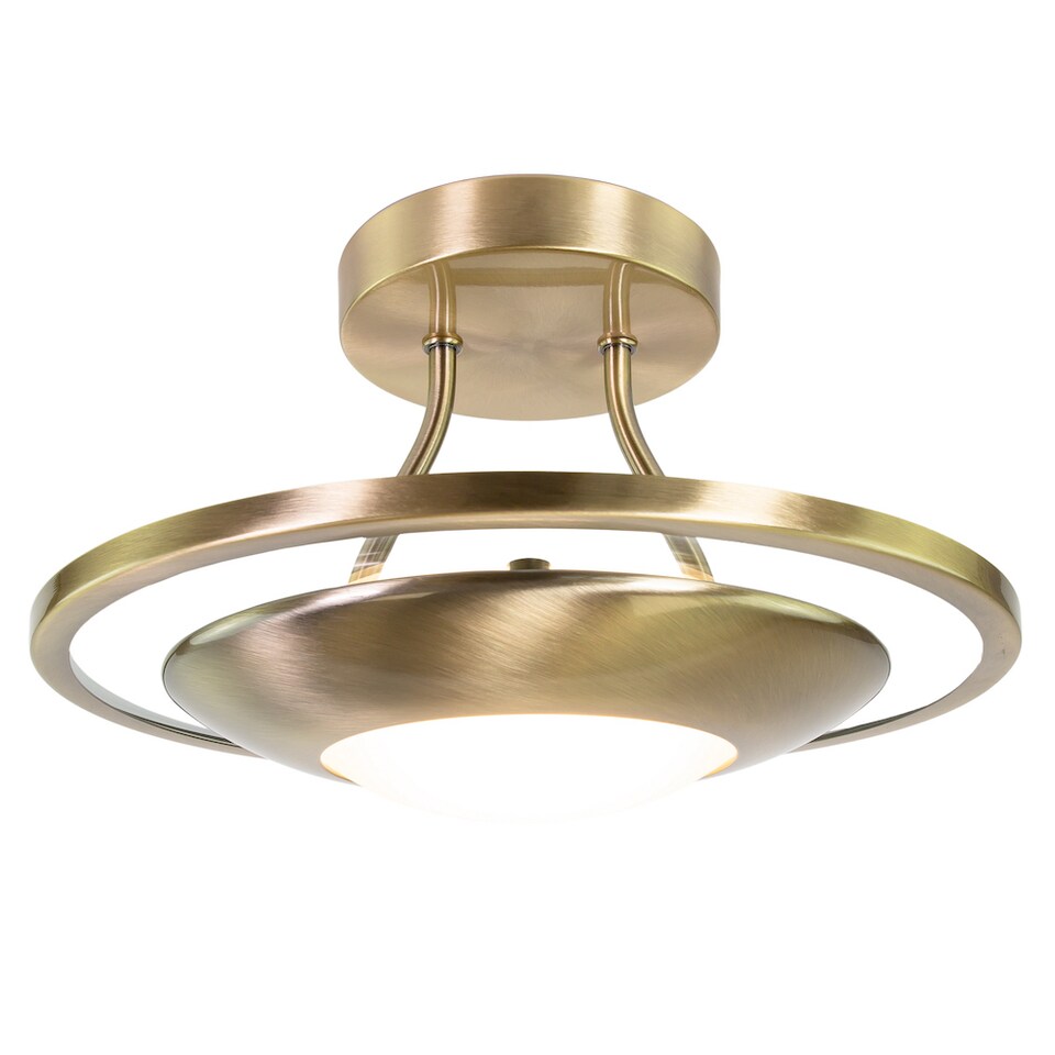 image 1 of Modernistic Semi Flush Energy Saving LED Ceiling Light Fitting in Antique Brass | Gold