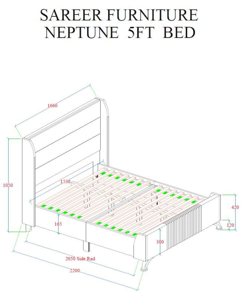 image 1 of Sareer 5FT Neptune Grey Bed | Grey | King