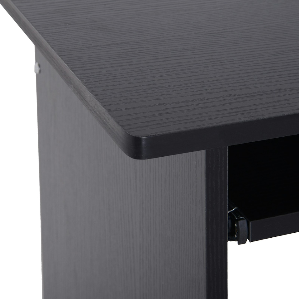 image 1 of HOMCOM Compact Small Computer Table Wooden Desk Keyboard Tray Storage Black