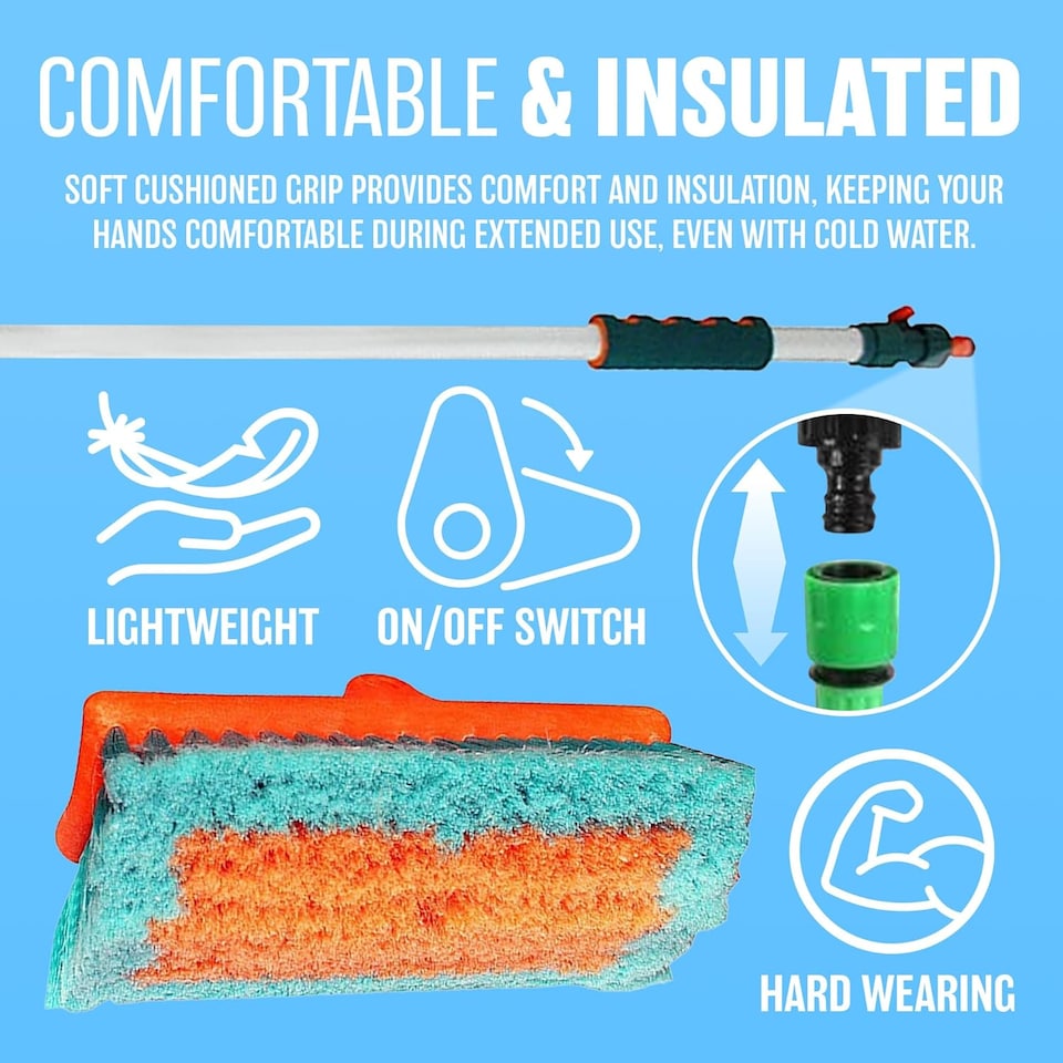 image 1 of Car Cleaning Kit 3m 9ft Telescopic Water Brush + 2 In 1 Spray Wheel Brush Diy