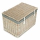 image 2 of 60cm White Wash Chest Wicker Picnic Basket with Cotton Lining Grey | Grey | One Size