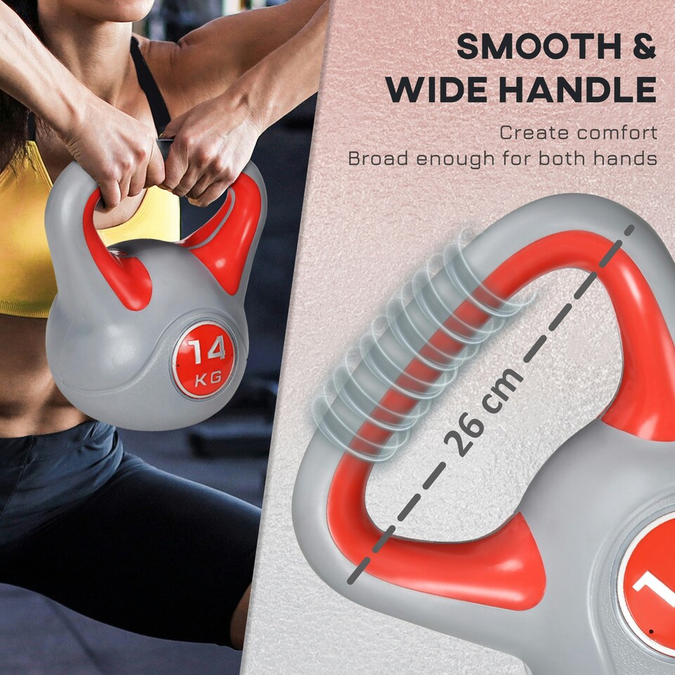 image 1 of SPORTNOW Kettle Bell with Handle for Home Gym Red | 14