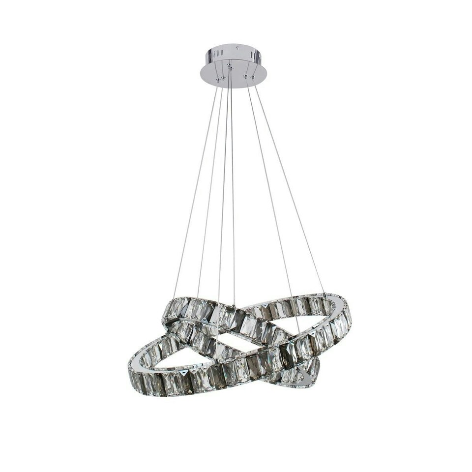 image 1 of Ausilia 2-Ring Pendant Smoked Glass Ceiling Light