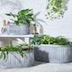 image 2 of Set of 3 Ribbed Metal Tub Planters Grey