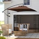 image 6 of Outsunny 3 m Cantilever Parasol with Cross Base, Crank Handle, 6 Ribs, Brown