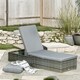 image 3 of Rattan Sun Lounger For Garden Reclining Deck Bed With Cushion Grey Grey