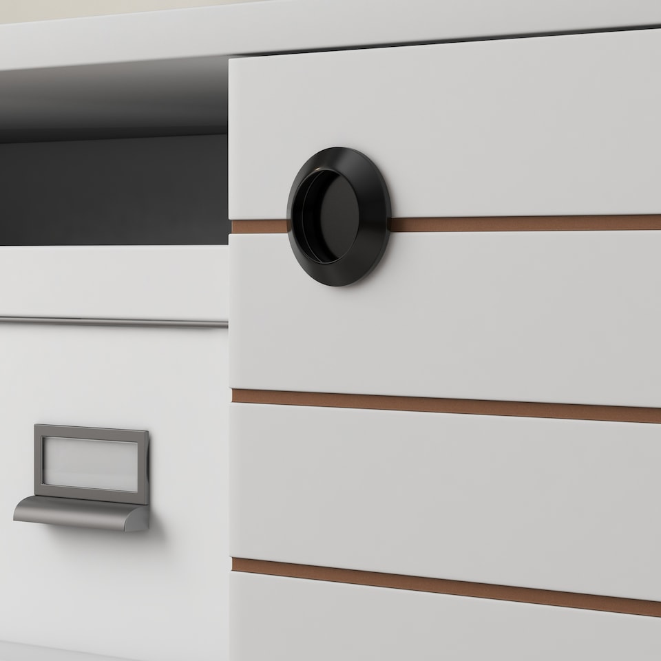 image 1 of HOMCOM TV Stand Cabinet for 50 Inch TVs, TV Unit with Open Shelves, Soft-close Door and Cable Holes, Entertainment Unit for Living Room, White