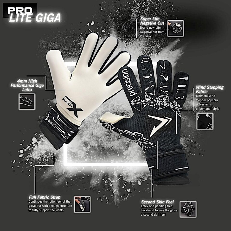 image 1 of ​​Precision Fusion X Pro Lite Giga Professional Football Junior Goalkeeper Gloves, Black, 7