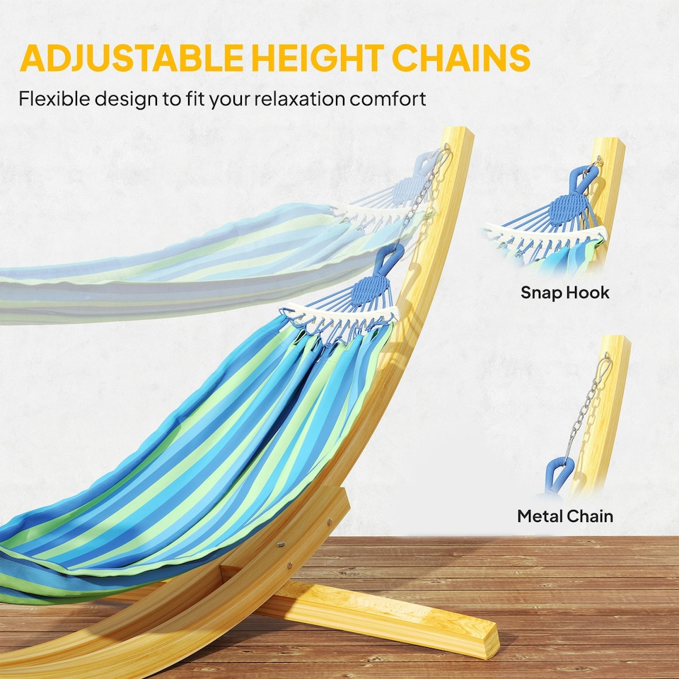 image 1 of Outsunny 3(m) Wooden Hammock Stand for Garden, Patio, Natural