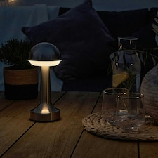 ValueLights Troy Table Lamp Pair of Dimmable Brushed Silver Table Lamp and Integrated LED .6W Warm White 3000K Bulb
