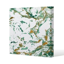 Green & Golden Marble (Canvas Print) 90 x 90 x 4cm