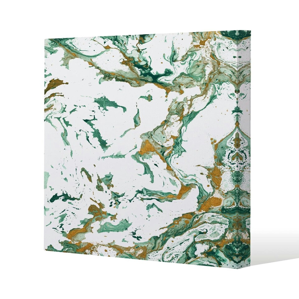 image 1 of Green & Golden Marble (Canvas Print) 90 x 90 x 4cm