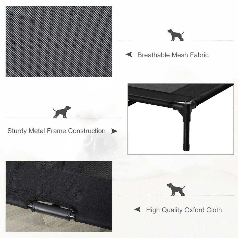 image 1 of PawHut Large Pet Cot Portable Dog Cat Sleep Bed Elevated Camping Outdoor Black