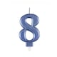 image 1 of Metallic Steel Blue Number 8 Birthday Candle 9cm