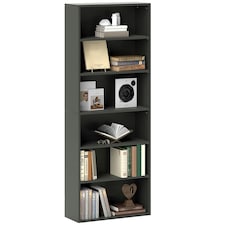 HOMCOM 6 Tier Bookshelf, Freestanding Bookcase with Adjustable Shelves, Black