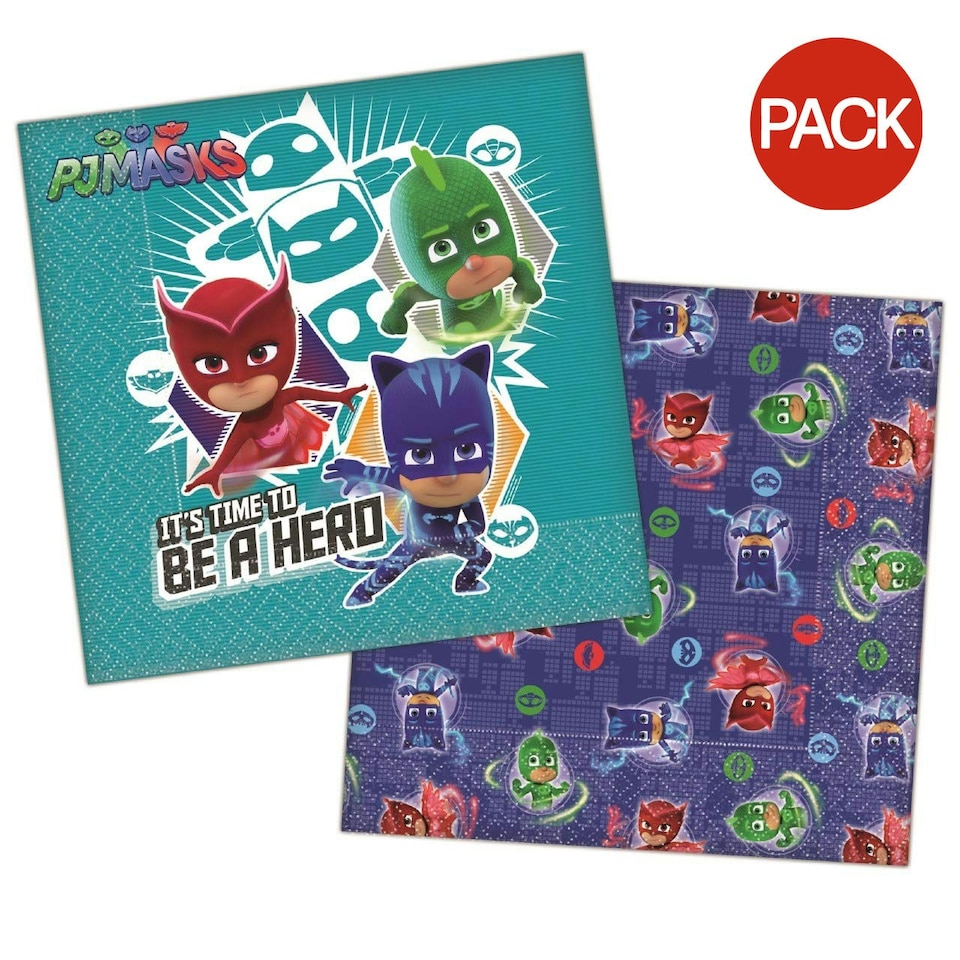 PJ Masks It´s Time To Be A Hero Paper Disposable Napkins (Pack of 16) - Multicoloured - One Size