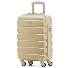Flight Knight Cabin Suitcase 55x35x20cm, Lightweight Carry On Bag - Over 100 Airlines- Ryanair, EasyJet, British Airways - Hand Luggage, ABS Hard Shell TSA Lock | Cream | Champagne | Cabin Bag