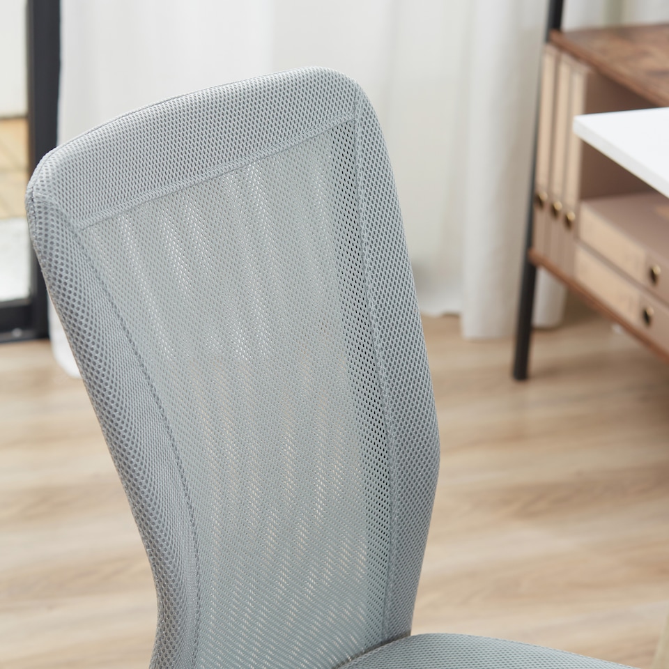 image 1 of Vinsetto Office Chair, Armless Desk Chair, Adjustable Computer Swivel Chair with Rolling Wheels and Mesh Back for Home Work Study, Grey