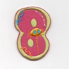 Assorted Colours: Number 8 Number Patch Motif for Dressmaking - each