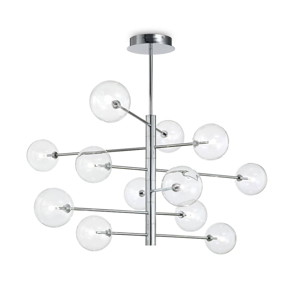 Equinoxe 12 Light Multi Arm Ceiling Pendant Light Chrome