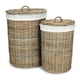 image 1 of Set of 2 Round Rattan Laundry Basket with White Lining White | White